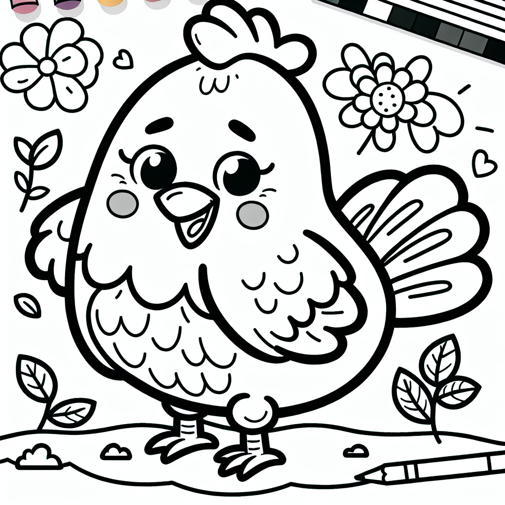 Chicken Coloring Page for Kids