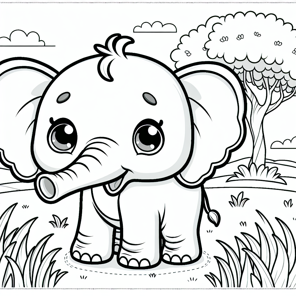 Elephant Coloring Page for Kids