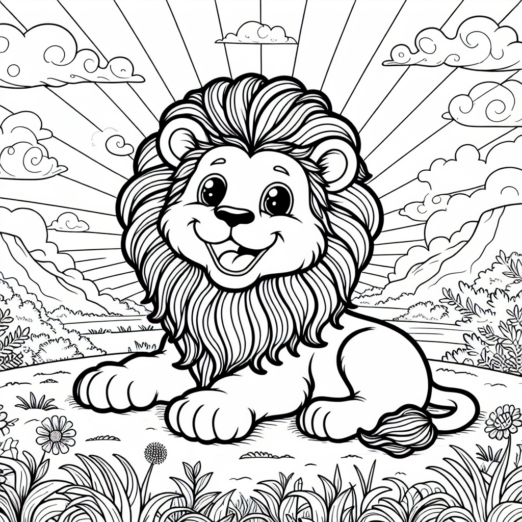 Lion Coloring Page for Kids