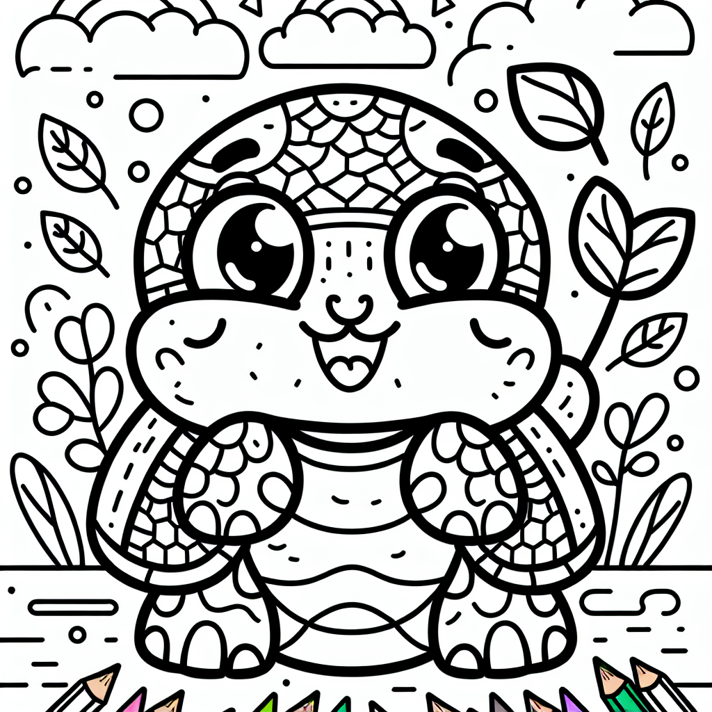 Turtle Coloring Page for Kids